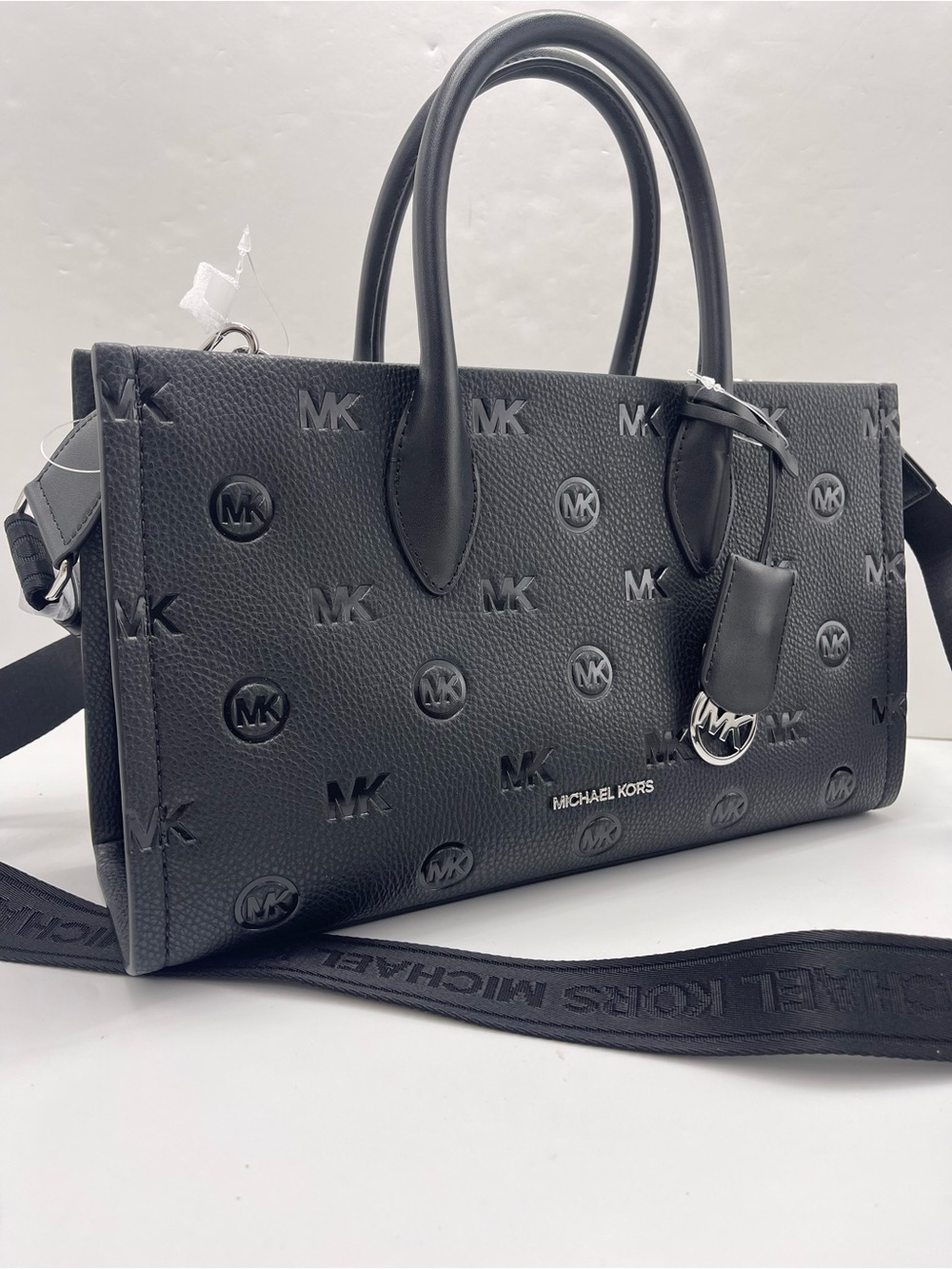 MICHAEL KORS Mirella Md EW Top Zip Logo Debossed Satchel Shoulder Tote
Black
NWT